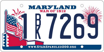 MD license plate 1BK7269
