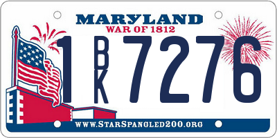 MD license plate 1BK7276