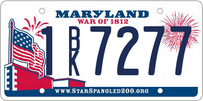 MD license plate 1BK7277