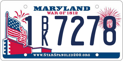 MD license plate 1BK7278
