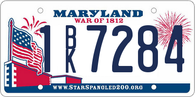 MD license plate 1BK7284