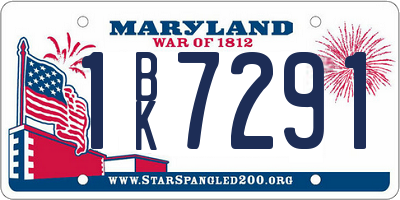 MD license plate 1BK7291