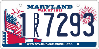 MD license plate 1BK7293