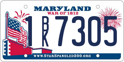 MD license plate 1BK7305