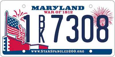 MD license plate 1BK7308