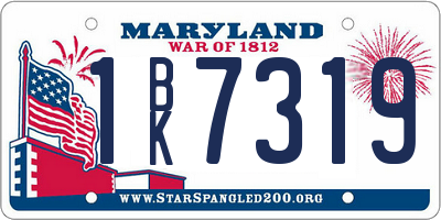 MD license plate 1BK7319
