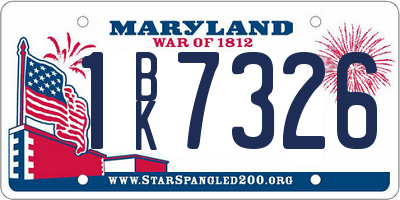 MD license plate 1BK7326
