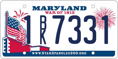 MD license plate 1BK7331