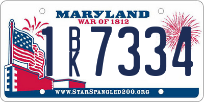 MD license plate 1BK7334