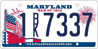 MD license plate 1BK7337