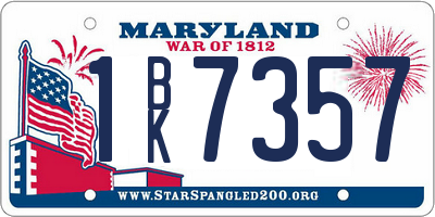 MD license plate 1BK7357