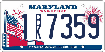 MD license plate 1BK7359