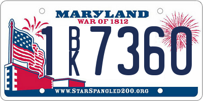 MD license plate 1BK7360