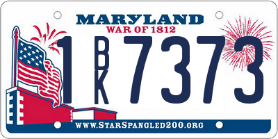 MD license plate 1BK7373