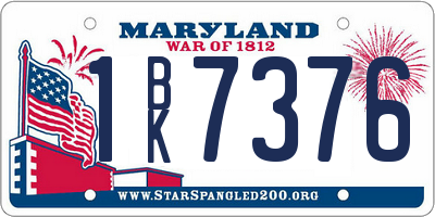 MD license plate 1BK7376