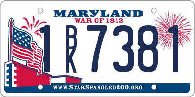 MD license plate 1BK7381