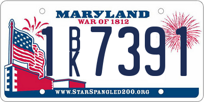 MD license plate 1BK7391
