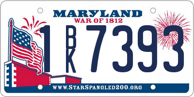 MD license plate 1BK7393
