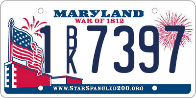 MD license plate 1BK7397