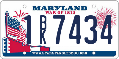 MD license plate 1BK7434
