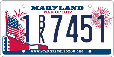 MD license plate 1BK7451