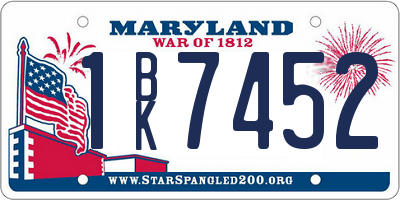 MD license plate 1BK7452