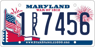 MD license plate 1BK7456