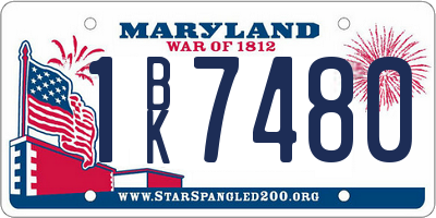 MD license plate 1BK7480