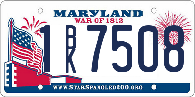 MD license plate 1BK7508