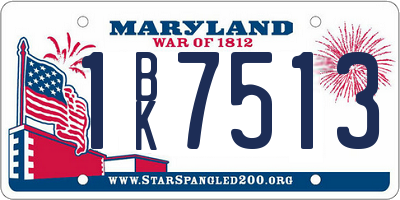 MD license plate 1BK7513