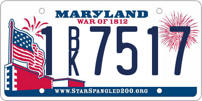MD license plate 1BK7517