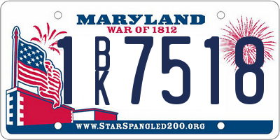 MD license plate 1BK7518