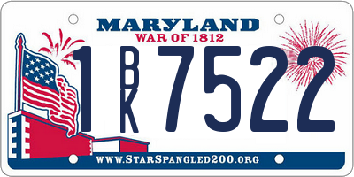 MD license plate 1BK7522