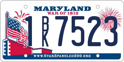 MD license plate 1BK7523