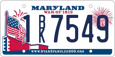 MD license plate 1BK7549