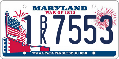 MD license plate 1BK7553