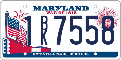 MD license plate 1BK7558