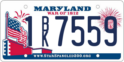 MD license plate 1BK7559