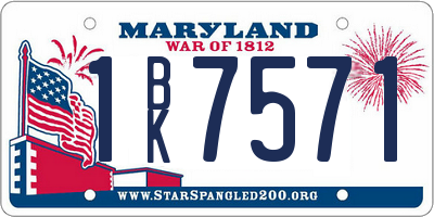MD license plate 1BK7571