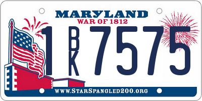 MD license plate 1BK7575