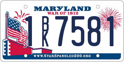 MD license plate 1BK7581