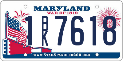 MD license plate 1BK7618