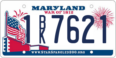 MD license plate 1BK7621