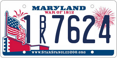 MD license plate 1BK7624