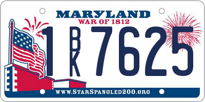 MD license plate 1BK7625