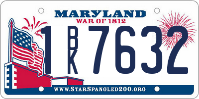 MD license plate 1BK7632
