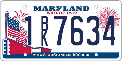 MD license plate 1BK7634