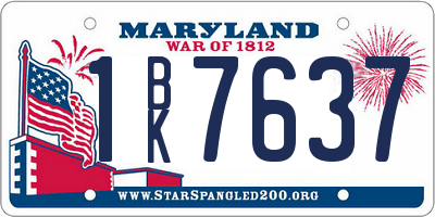 MD license plate 1BK7637