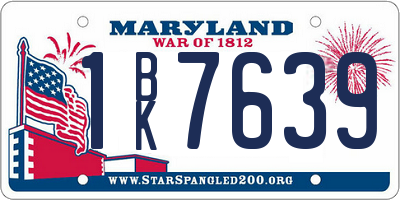 MD license plate 1BK7639