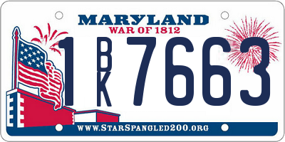 MD license plate 1BK7663